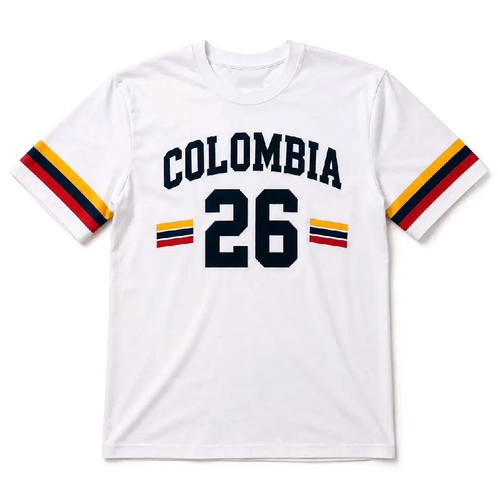 Custom Colombia Inspired Varsity T-Shirt – Personalized Number Colombian Pride Shirt graphic tees