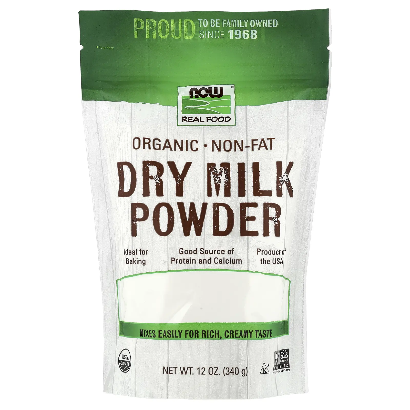 NOW Foods Real Food, Organic Non-Fat Dry Milk Powder, 12 oz (340 g) NOW Foods Real Food, Organic Non-Fat Dry Milk Powder, 12 oz (340 g)