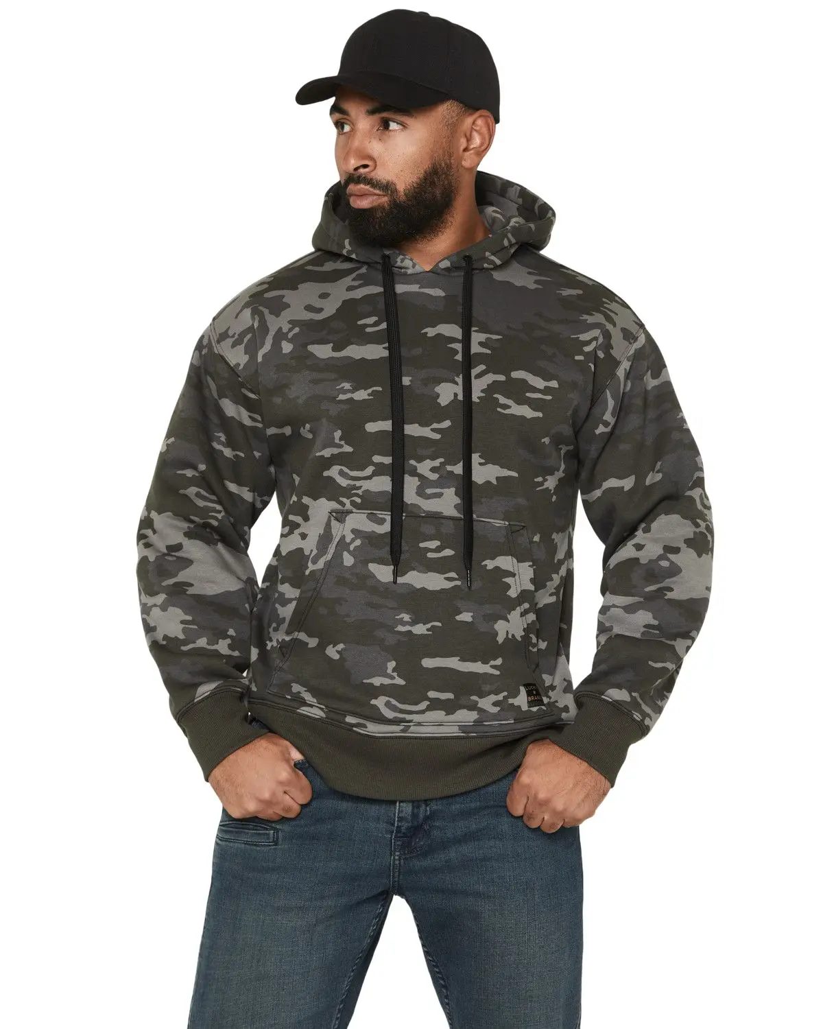 Lucky Brand Workwear Men's Men'S Camo Print Hooded Sweatshirt - Lwm253552-Blk