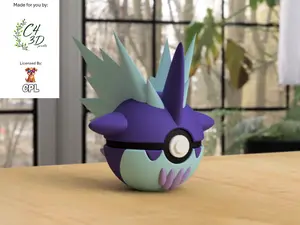 Toxtricity Low Key Ball - 1st Print - High-Quality PLA, 3D Printed Pokeball Figure
