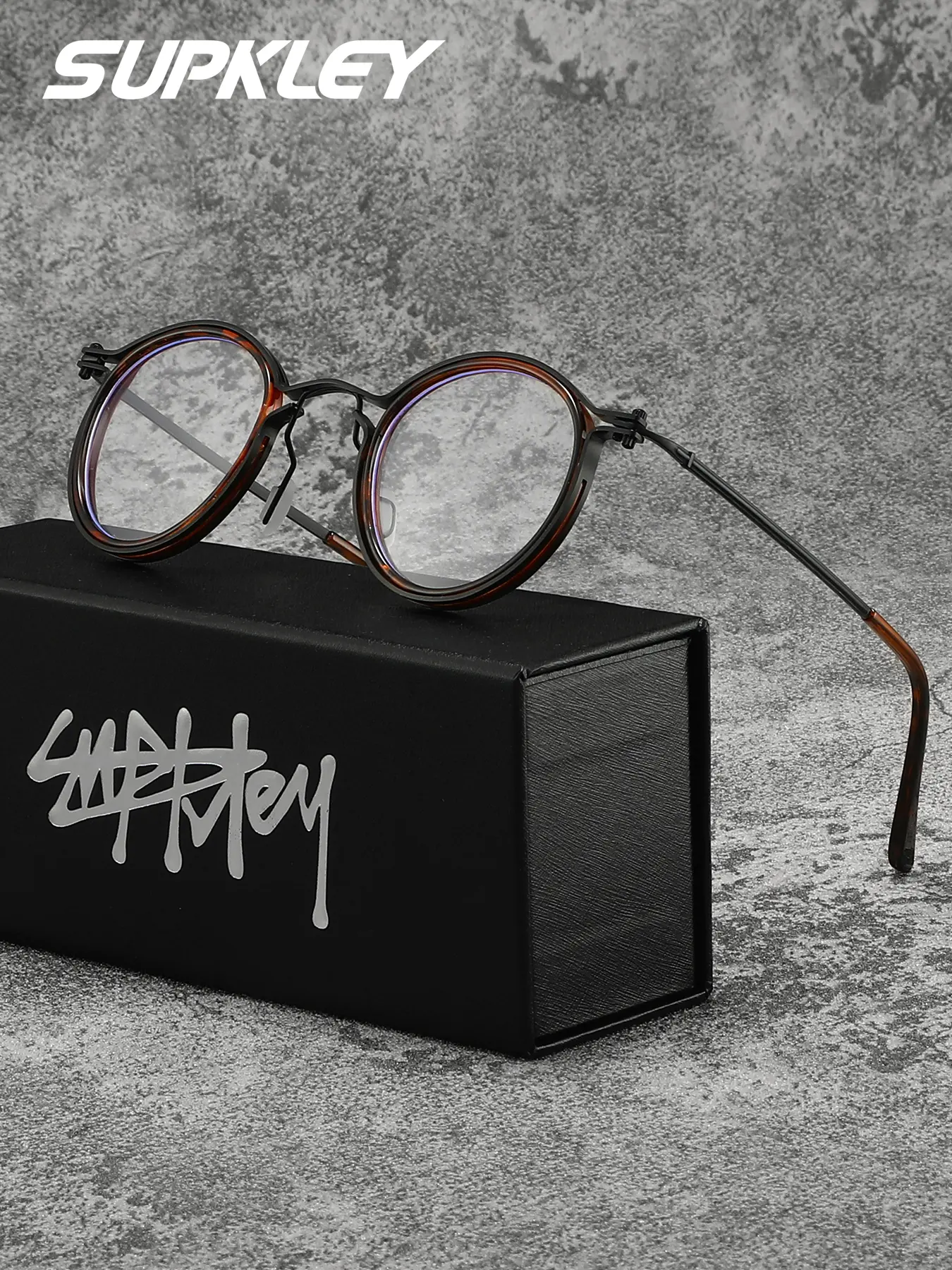 SUPKLEY Vintage Design Men's Colorless Classic Fashion Casual Stylish Glasses, Full Frame Stainless Steel, Rubber Nose Pads, Anti-Slip, Perfect for Teacher's Day, Vintage Style Eyeglasses