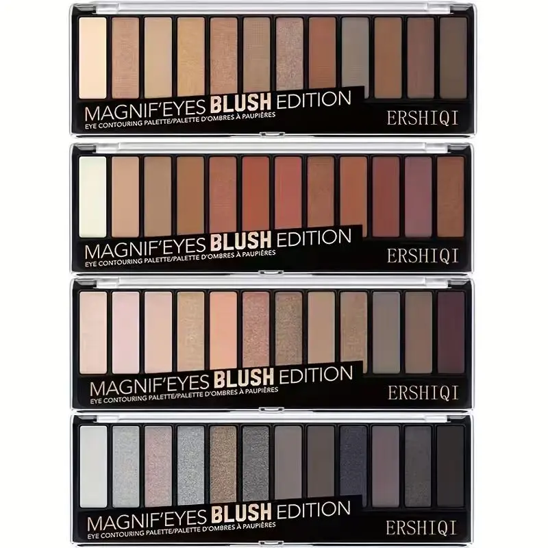 12-Color Eyeshadow Palette, Eye Makeup Product, Matte & Shimmer Finishes, Earthy Nude, Warm Blush, Milk Tea, Cool Smoky, Versatile Makeup for All Occasions