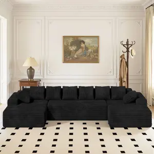 【Shipped in Three Packages】131'' U Shaped Sectional Couches with Chaise Lounge, No Assembly Required Deep Seat Modular Cloud Sofa for Living Room 1PCS, Bedroom