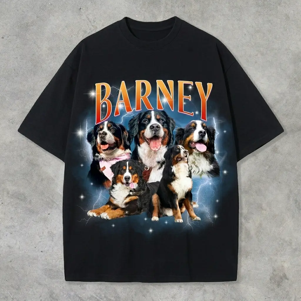 Custom Dog Photo Shirt, Personalized Pet Shirt, Bernese Mountain Dog Tee, Custom Name Dog Lover Gift