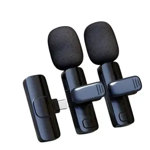 Wireless Lavalier Microphone for iPhone Android Type c /iPad/Laptop, 2 Pack Clip-on Mic for Video Recording Live Streaming YouTube Vlog Interview YouTube, TikTok