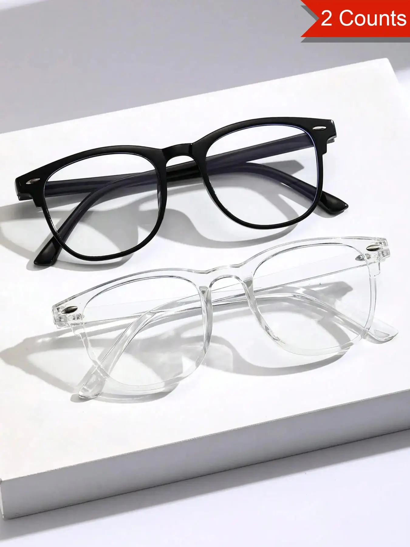 2 Counts Blue Light Blocking Glasses, Bluelight Fashion Glasses, Blue Light Eyeglasses, Computer Reading/Gaming/TV/Phones Glasses for Formal Business Women Men,Anti Eyestrain & UV Glare