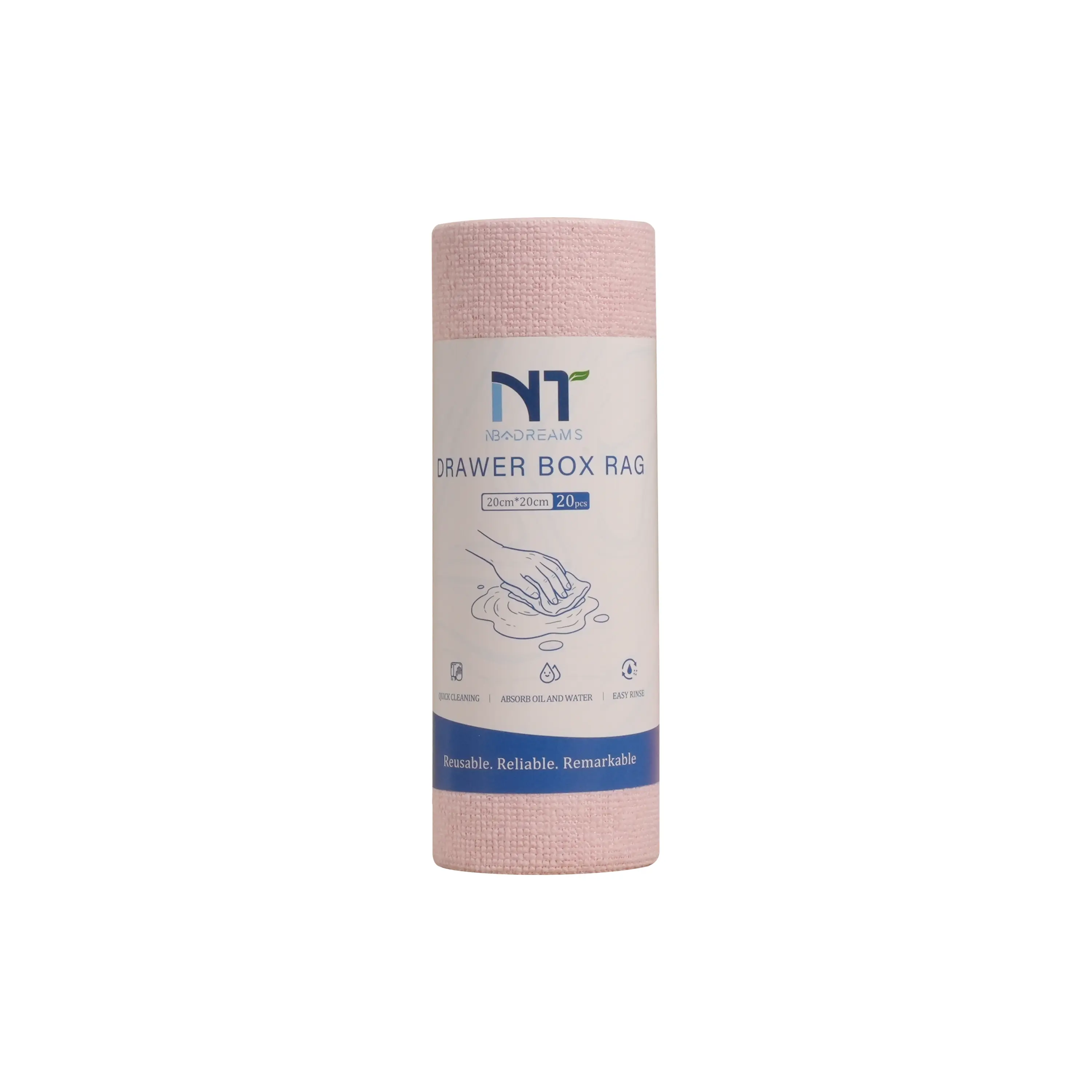 NT Dreams 8"x8"x20 Pcs/roll Reusable Cleaning Cloth Compact Roll Design for Easy Storage Super Absorbent Non-Woven Towels Replace Disposable Paper Towels Washable Durable Perfect for Kitchen Bathroom and Everyday Cleaning - Household Wipe Mirrors