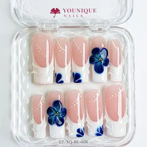 Younique Nails 2025 | LT Studio | Deep Bloom | 10PCS 100% Handmade Press-On Nails | Reusable Colorful Art
