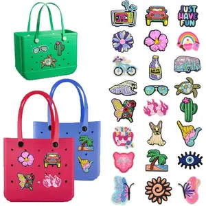 24pcsBeach-Themed Charms for , Durable Rubber Accessories with Secure Clips - Tote Bag Decorations for Women Girls, Summer Vacation Essentials