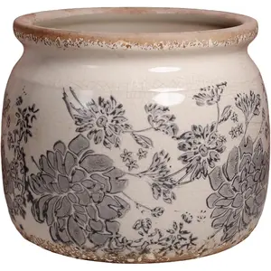 Ceramic Planters for Plants, Plant Pots with Drainage Hole, 6.29in. Flower Pots for Indoor Plants, Vintage Planters & Succulent Pots, Crackle Glaze Finish Plant Pots, Gray