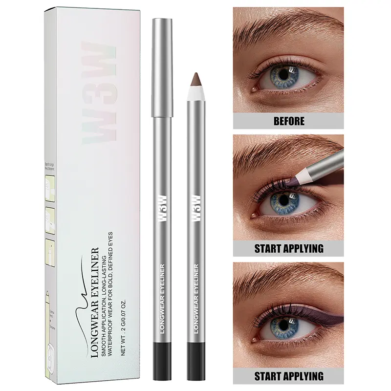 Deep Black Waterproof Eyeliner Pencil, Sharpenable Smudge Proof Longwear Eye Liner for Daily Eye Makeup
