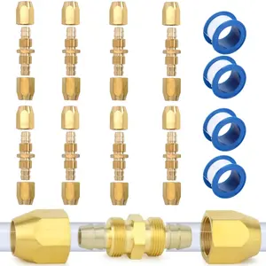 A Set of 8 Pcs Soild Brass Air Reusable Hose Splicer For 1/4-Inch ID Hose,1/4" Air Hose Repair Fitting,with 4 Pcs Tapes,Suitable for Oil Lines,Home,Car,Industry,Tools & Hardware,Summervibes
