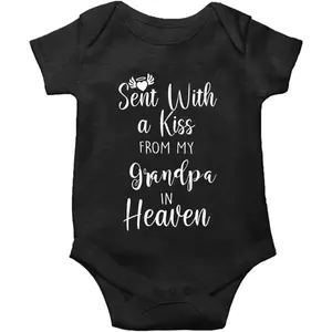 Baby Onesie,Sent with A Kiss from My Grandpa in Heaven-Newborn Infant Baby Bodysuit White Long Sleeve 0-24 Months