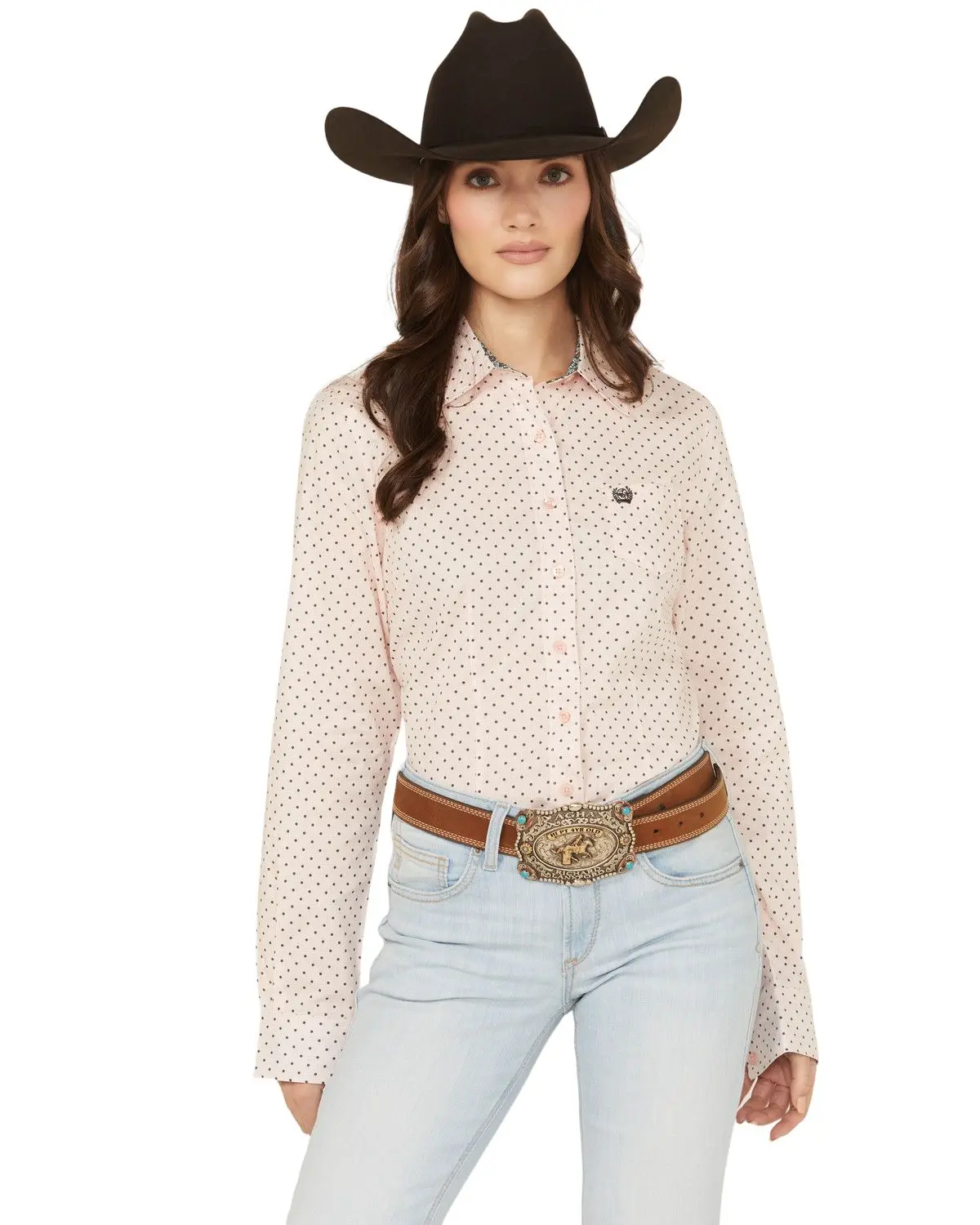 Cinch Women's Women'S Dotted Long Sleeve Button-Down Western Shirt - Msw9164239