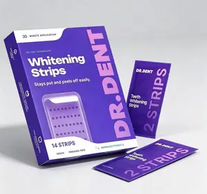 DR.DENT Purple Teeth Whitening Strips Kit, 7/21 Sessions, Peroxide-Free, Enamel Safe & Non-Sensitive