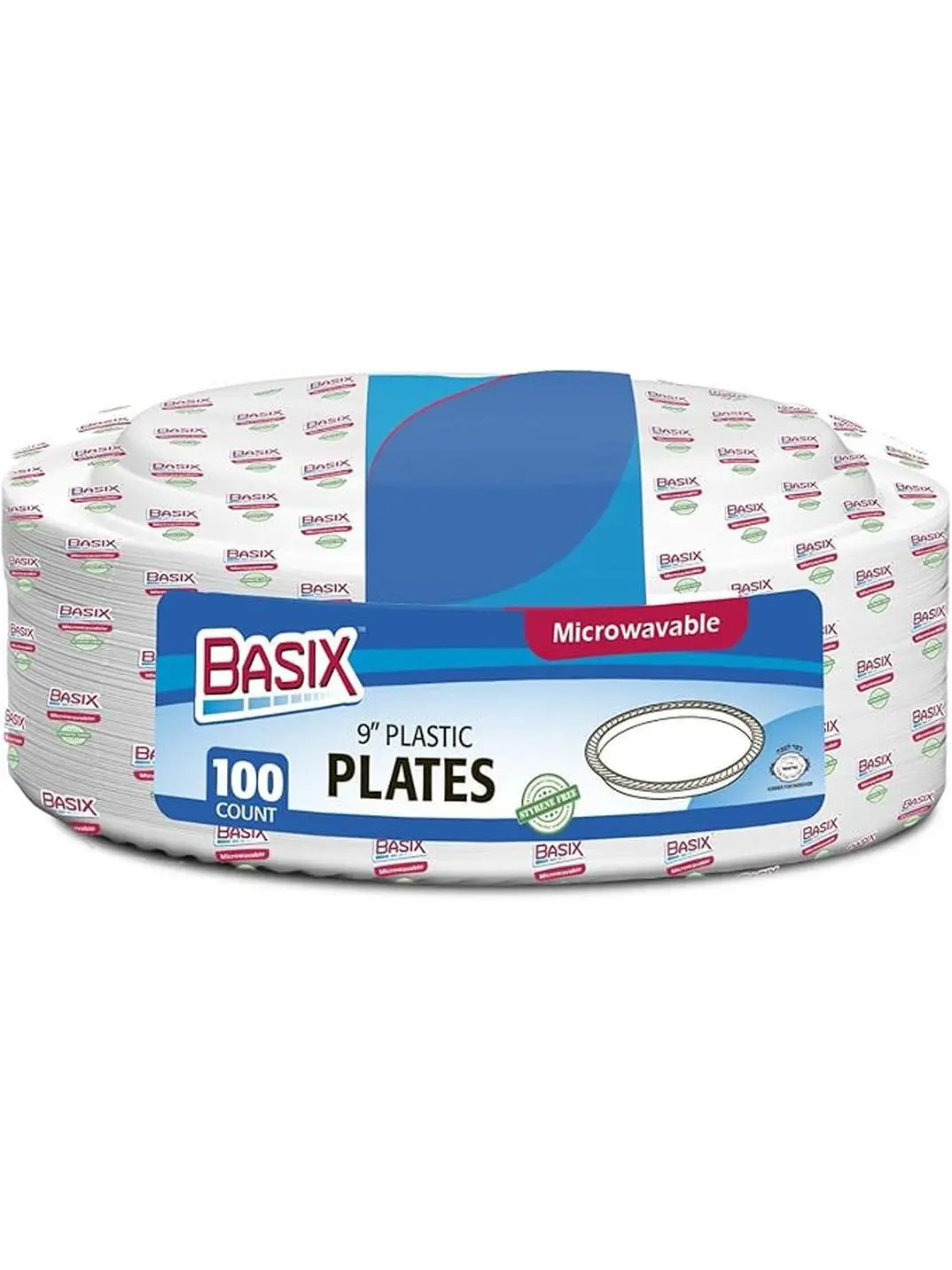 Classic 9 in. Impact Plastic Styrene Light Plate, White, Commercial Use, Dishwasher Safe, Kitchenware, Large Pack of 400 (BXP9-100 NJ)