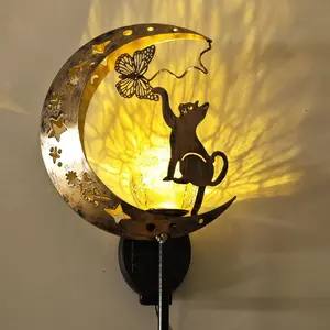 "Cat Chasing Butterfly" Solar Garden & Patio Outdoor Decorative Stake Light — Warm-Light LED Landscape Lighting for Walkways, Lawns, and Yards; An Ideal Gift for the Holidays and Gardening Enthusiasts