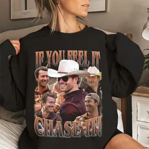 If You Feel It, Chase It , Glen Powell as Tyler Owens Unisex Softstyle Vintage Hoodie And Sweatshirt, Gift For Woman and Man Unisex Sweatshirt Hoodie