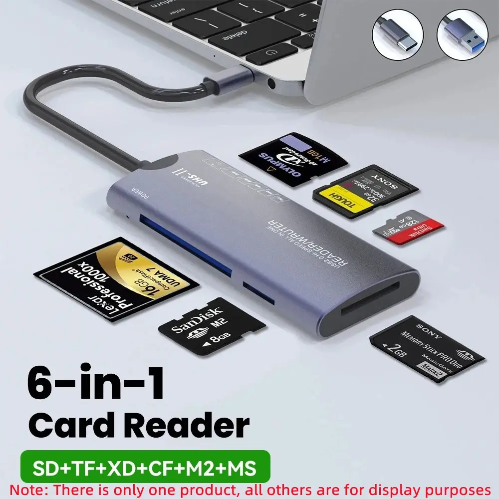 6-In-1 Usb2.0(Type-C) USB C Dongle Multi-Functional Multiport Adapter Usbc Sd Card Reader Card Reader SD TF Xd Cf M2 Memory Card Adapter, Data Transfer Compatible Usb To C Adapter Computer Memory Card Readers