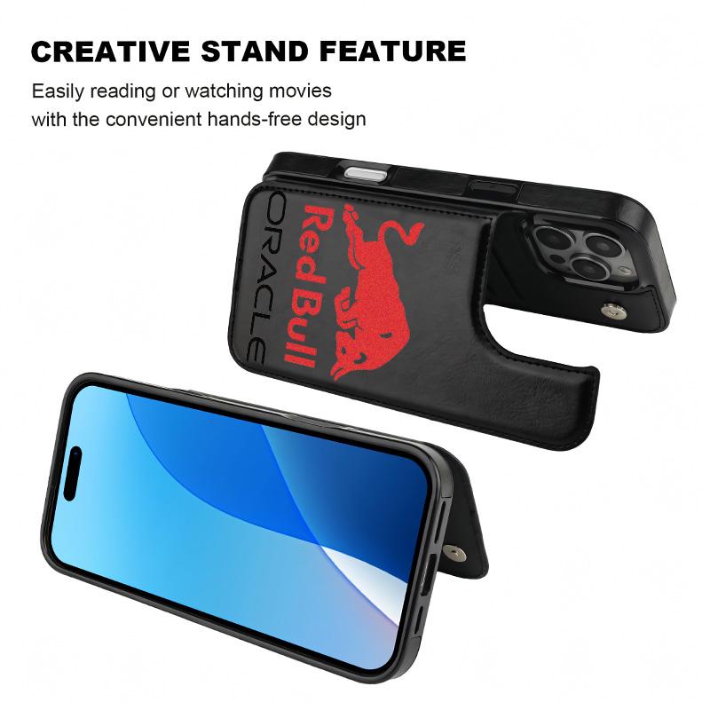 Logo Oracle Red Bull Racing Aesthetics Pattern Phone Cases Compatible For With iphone 17 16 15 14 13 12 PRO PLUS MAX Air PU Black Durable Flip High quality Leather Credit Card Bag Holder Gift Wallet Shockproof Anti-Drop Full Protection Cases Shell Cover