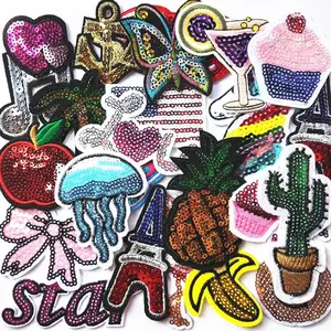 24pcs Sequins Patches Embroidery Mix Patterns Iron On/Sew On Applique for Clothes Backpacks T-Shirt Jeans Skirt Vests Scarf Hat Bag (Style 5)