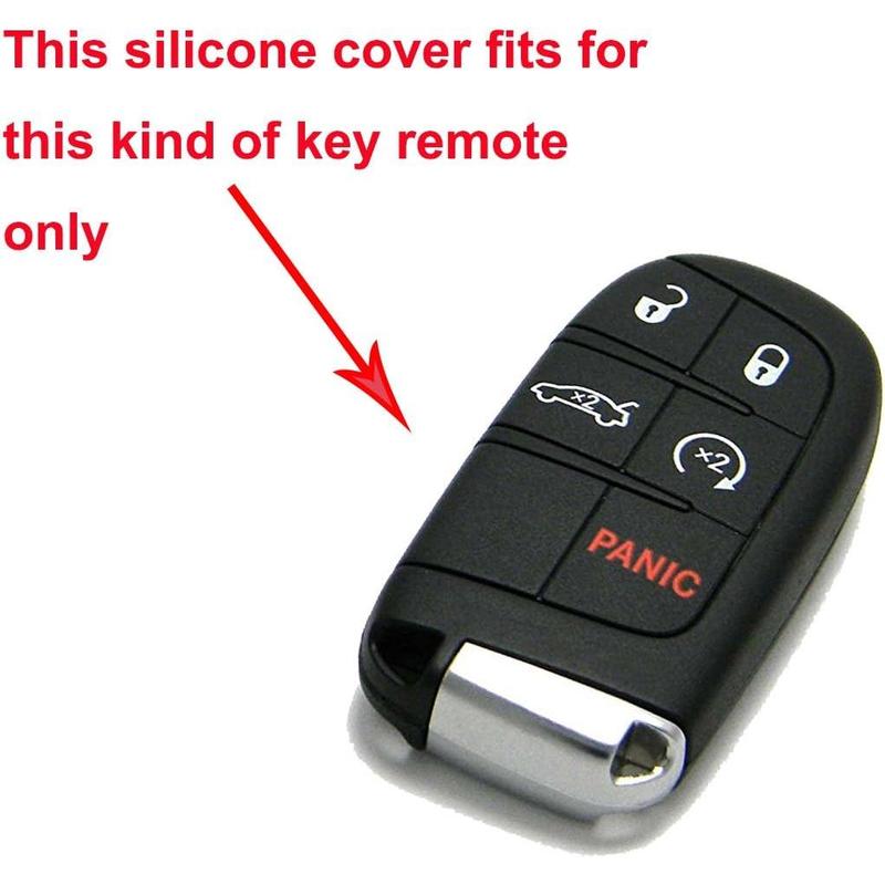Keyless Entry Remote Key Fob Cover Skin Protective Silicone Rubber key Jacket Protector for Jeep Grand Cherokee Dodge Challenger Charger Dart Durango Journey Chrysler 300 Key Holder (Black)