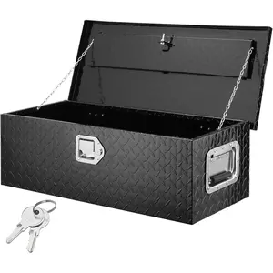 GAOMON Heavy Duty Aluminum Truck Bed Tool Box – Waterproof Diamond Plate Storage Chest, Lockable with Sliding Shelf & Stainless Handles, Durable Organizer for Pickup, Trailer, RV, 30"x13"x10", Black