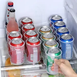 1pcs Double Layer Rolling Beverage Organizer for Refrigerator, Fridge Storage Organizer, Efficient Can Storage Solution for Beer and Soda, Kitchen Essential for Home Use