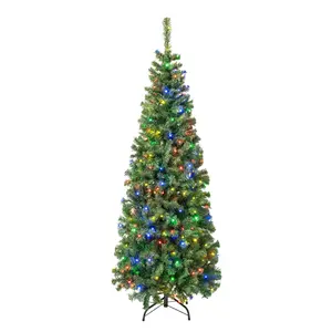 6 ft. Pre-Lit Sagamore Slim Tree with Multi LED Lights, Plug-In