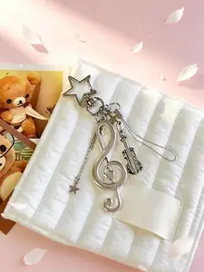 Lucky Star Melody Music Element Phone Chain Pendant, Alloy Material, Street Style, All Seasons, No Choking Hazard Warning
