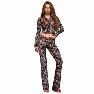 Blare Trackpant Dark Leopard Color, Y2K Style, Elastic Waist Pants, Buttery Fabric, Tracksuit Womenswear