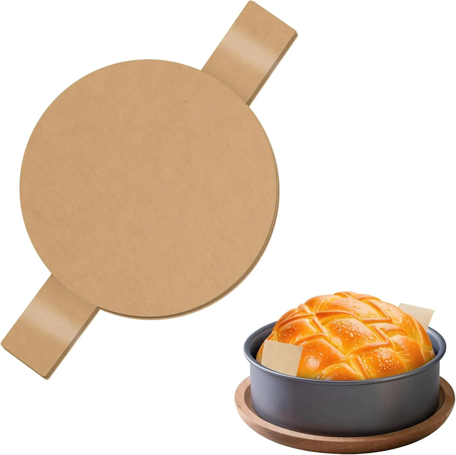6-Inch Round Parchment Paper with Handles, 100-Pack Unbleached Nonstick Baking Liners