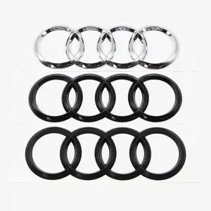Four-Ring Abs Car Hood Emblem, Engine Cover Badge, Trunk Logo for Audi A3-A8 Series, S-Line Models, Durable Automotive Accessory