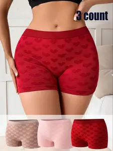 Women's Heart Print Boyshorts, Breathable Comfortable Panty for Daily Wear, Women's Underwear for All Seasons, Fitted Panties, Breathable Knicker
