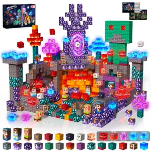 Magnetic Building Blocks - 150PCS Magnetic Building Toy, Light-up Magnetic Cubes, STEM Montessori Sensory Toy for Boys and Girls aged 4-8, Christmas and Birthday Gifts, Multi-functional.