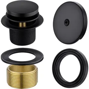 Tip-Toe Tub Drain Kit Matte Black Tub Drain and Overflow Kit with Single Hole