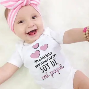 No Falling in Love I'm My Dad's Spanish Printed Baby Bodysuit Funny Newborn Jumpsuit Toddler Summer Clothes Infant Shower Gifts