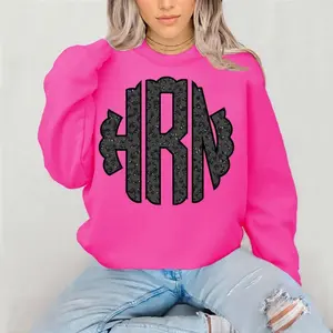 Black leopard monogram Crewneck