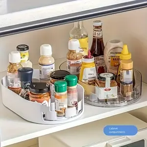 360 Degree Rotating Kitchen & Fridge Storage Rack, Durable Plastic Surface, Space-Saving Design, Efficient Organizer for Drinks & Bottles