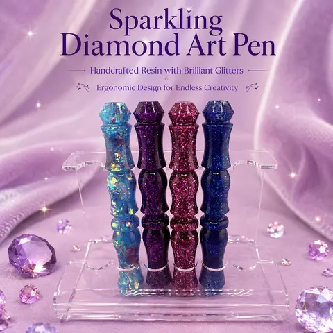 Lake Blue Diamond Painting Dot Drill Pen Set - DIY Craft Diamond Painting Accessories, Zinc Alloy 12-Threaded Pen Tips, Rhinestone Resin Quick Dot Tool, Adhesive Tool, Gift Box Set