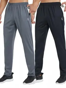 2 Pack Men's Zip Pockets Sweatpants Tracksuit Bottoms Pants Joggers for Running Gym Outdoor Sports