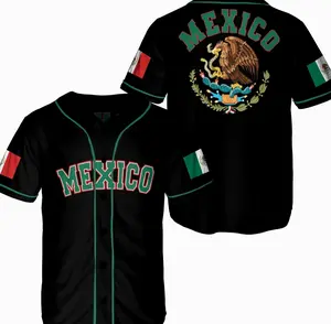 Eagle Mexico Baseball Jersey, Jersey De Mexico Flag Baseball Jersey for Men,Women S_5XL