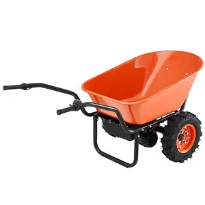 VEVOR Electric Wheelbarrow Cart, 500W Powered Utility Garden Wagon Dump Cart, 7 Cu. Ft. Load 573 lbs Capacity with Metal Handle 16 Track Wheels, Two Wheel Barrow Yard Cart Wagons for Lawn Farm