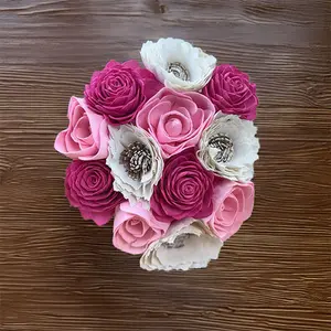 Wood Flower Hand Crafted Dozen Bouquet, Everlasting Arrangement, 100% Organic Wood, Petal Soft Texure, Real Life Look and Feel