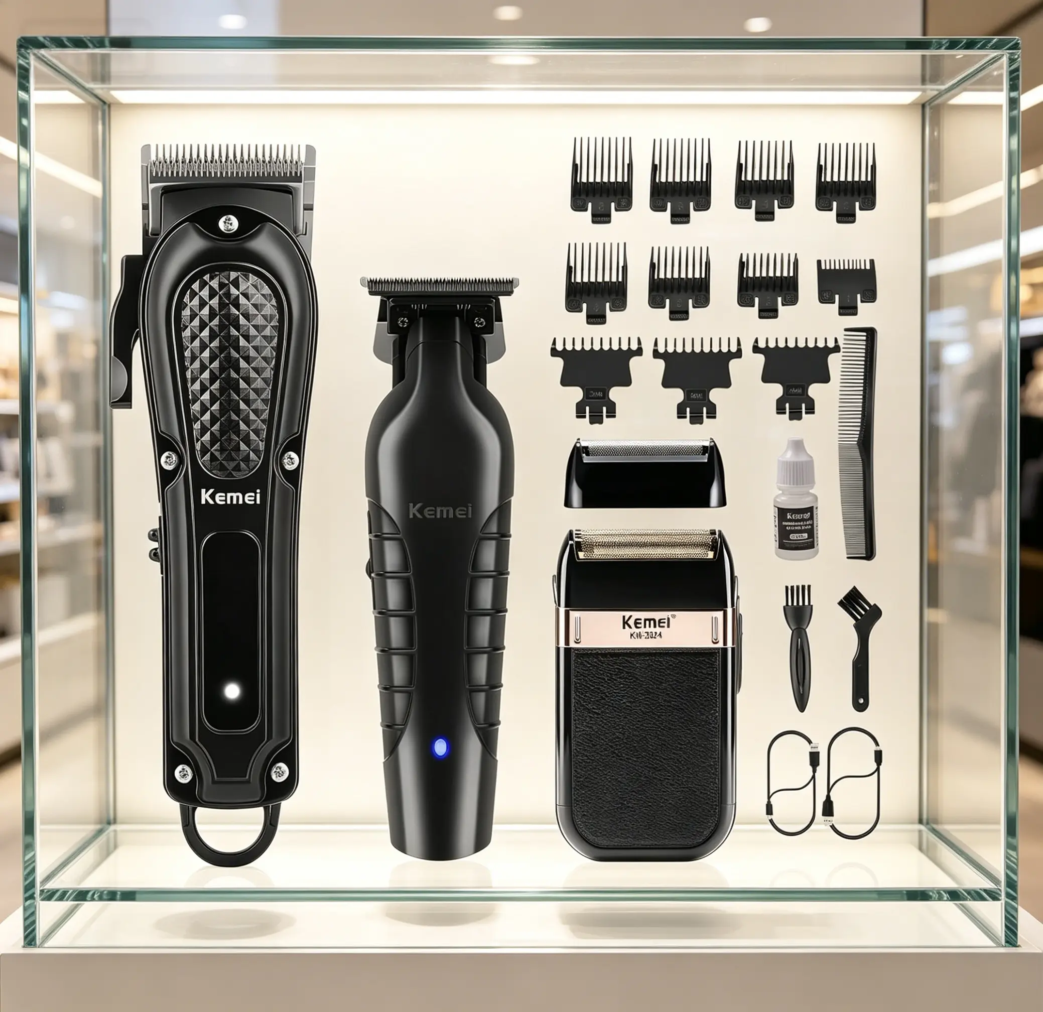 KEMEI Hair Clippers and Trimmers Set Professional, Barber Clipper for Hair Cutting,