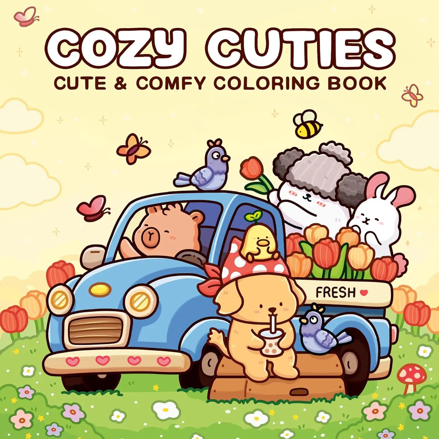 1pc COZY CUTIES coloring book For Adults And Kids,Simple And Big Designs For Relaxat colouring books, zero foundation drawing to relieve stress coloring book, No Experience Needed, Christmas gift, Back to school gifts