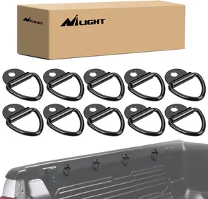 Nilight 10 Pack Tie Down Anchors Heavy Duty Steel V-Ring Bolt On D-Rings for Cargo on Trucks Pickups Trailers Warehouse Boat