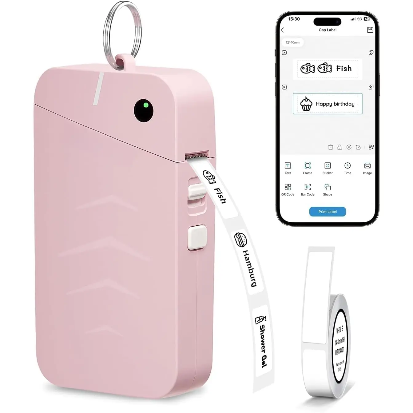 S001 Label Maker Machine with Tape, Portable  Label Maker for Home and Office Organization, Thermal Label Printer Mini Sticker Maker with Multiple Templates, Pink