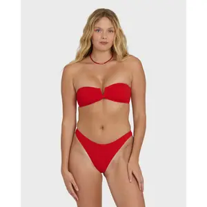 Rising Tide V Bandeau Bikini Top - Fiesta Red