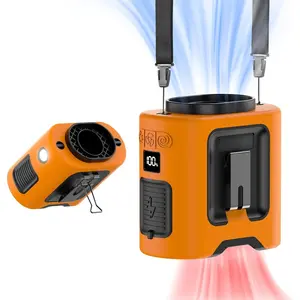 14500mAh Portable   Clip  Belt 360 Rotation Wearable Rechargeable Personal Shirt , 67H Cooling 5-Speed  Operated with Light,   Hands-Free for Outdoor Jobsite Camping